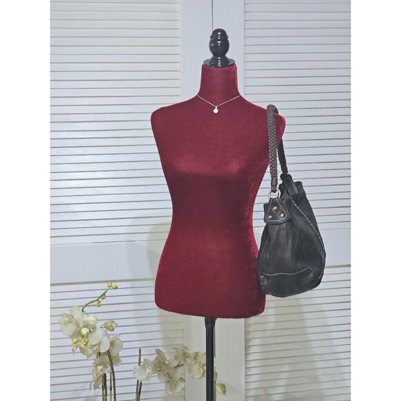 Christopher Kon Women's Brown Leather Braided Handle Shoulder Boho Bag Sz L 2561 - Picture 6 of 11